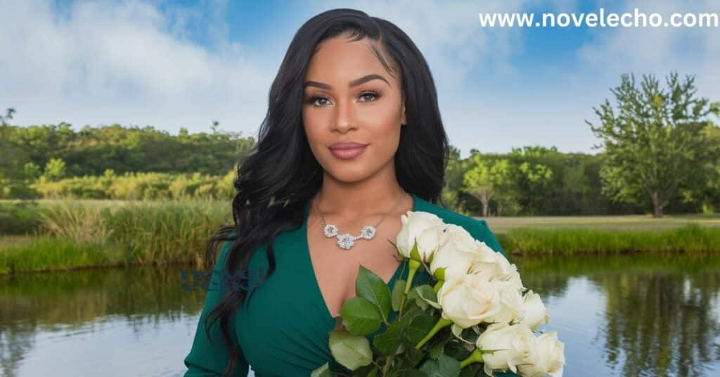 black  beautiful lady with a bunch of flowers