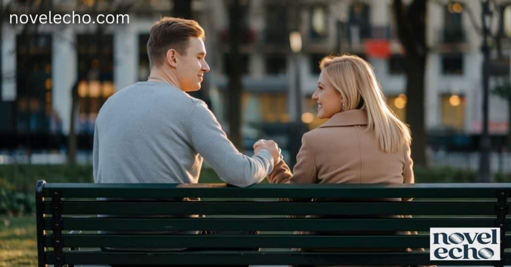 Two Lovers sitting on the bench face to face